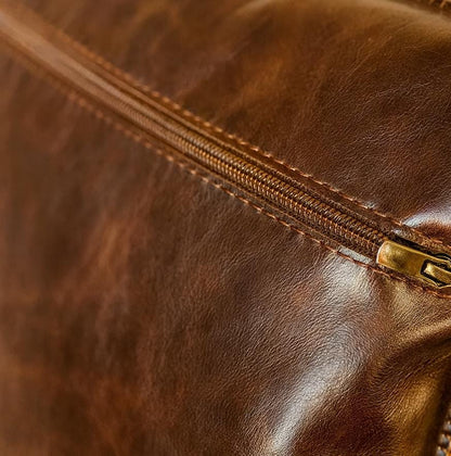 Handmade Leather Pillow Cover: Rustic Farmhouse Throw Cushion