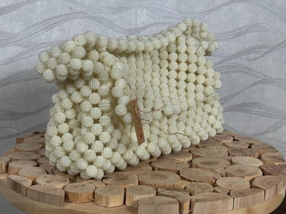 Handmade Pearl Beaded Bag: Vintage Bridal Clutch, Elegant Shoulder Bag