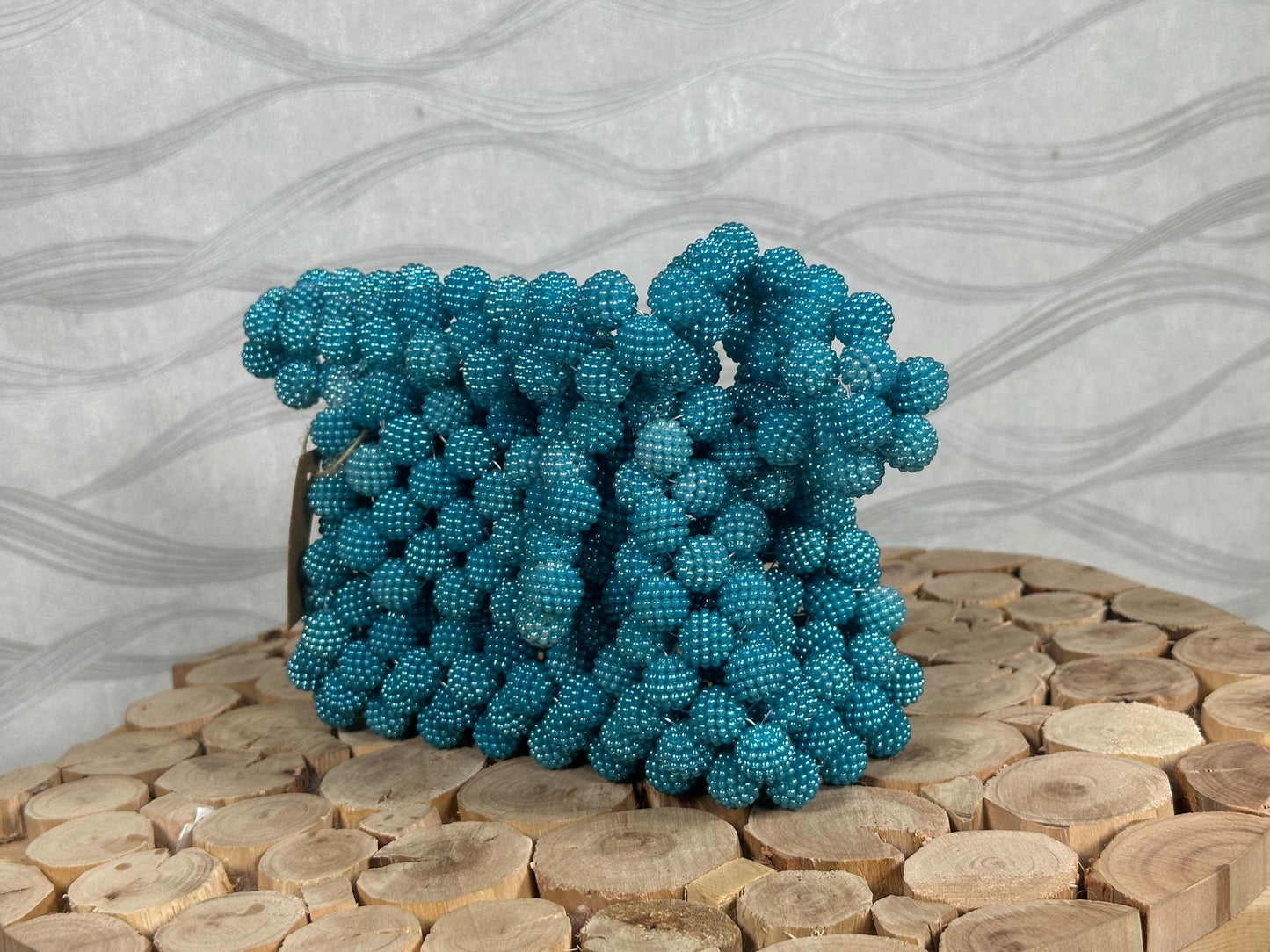 Handmade Turquoise Beaded Bag: Retro-Chic Shoulder Purse