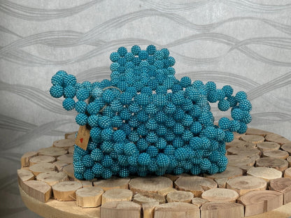 Handmade Turquoise Beaded Bag: Retro-Chic Shoulder Purse