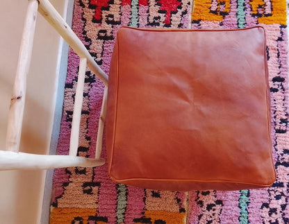 Handmade Moroccan Leather Pouf: Customizable Ottoman Footstool