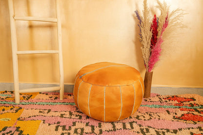 Handmade Moroccan Leather Pouf Ottoman – Customizable Floor Cushion, Boho Footstool, Authentic Marrakesh Decor
