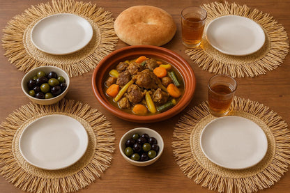 Handmade Raffia Coaster: Large Bohemian Woven Table Mat with Fringe