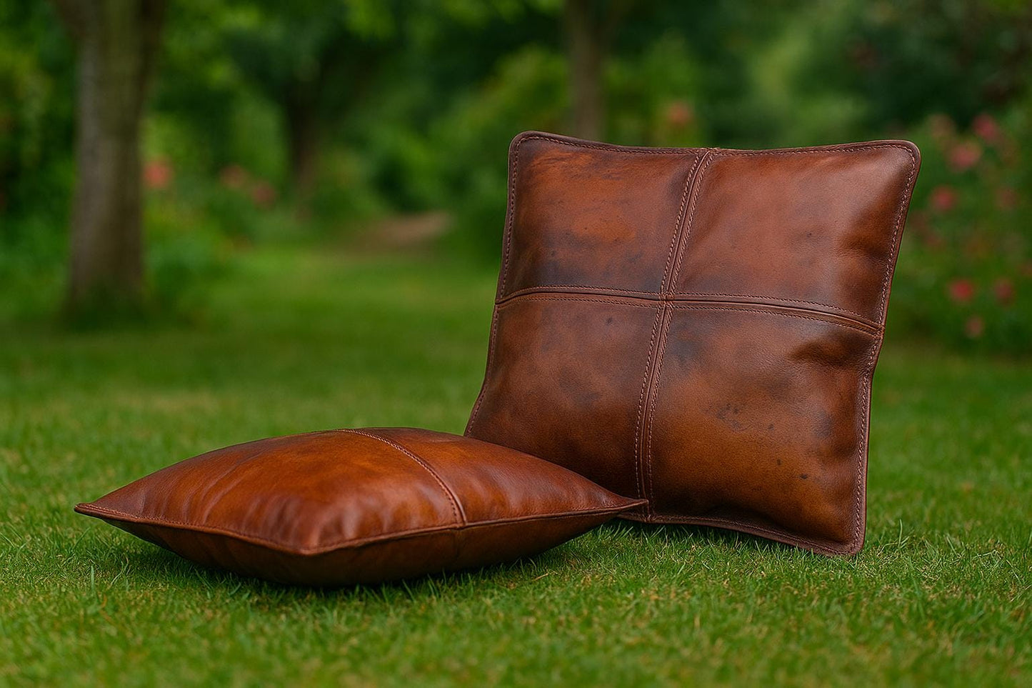 Handmade Leather Pillow Cover: Rustic Farmhouse Throw Cushion