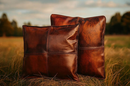Handmade Leather Pillow Cover: Rustic Farmhouse Throw Cushion