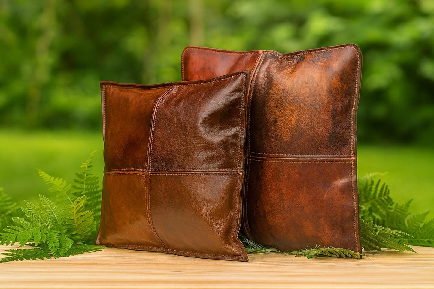 Handmade Leather Pillow Cover: Rustic Farmhouse Throw Cushion