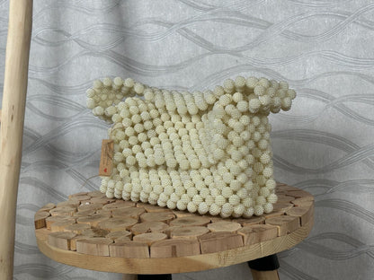 Handmade Pearl Beaded Bag: Vintage Bridal Clutch, Elegant Shoulder Bag