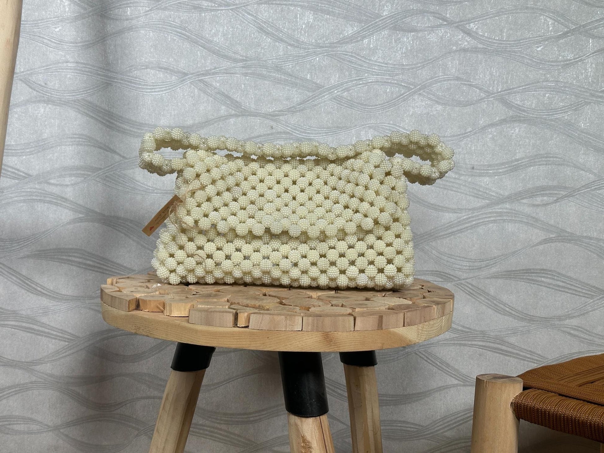 Handmade Pearl Beaded Bag: Vintage Bridal Clutch, Elegant Shoulder Bag