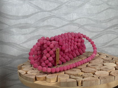 Handmade Pink Beaded Bridal Bag: Pearl Evening Clutch
