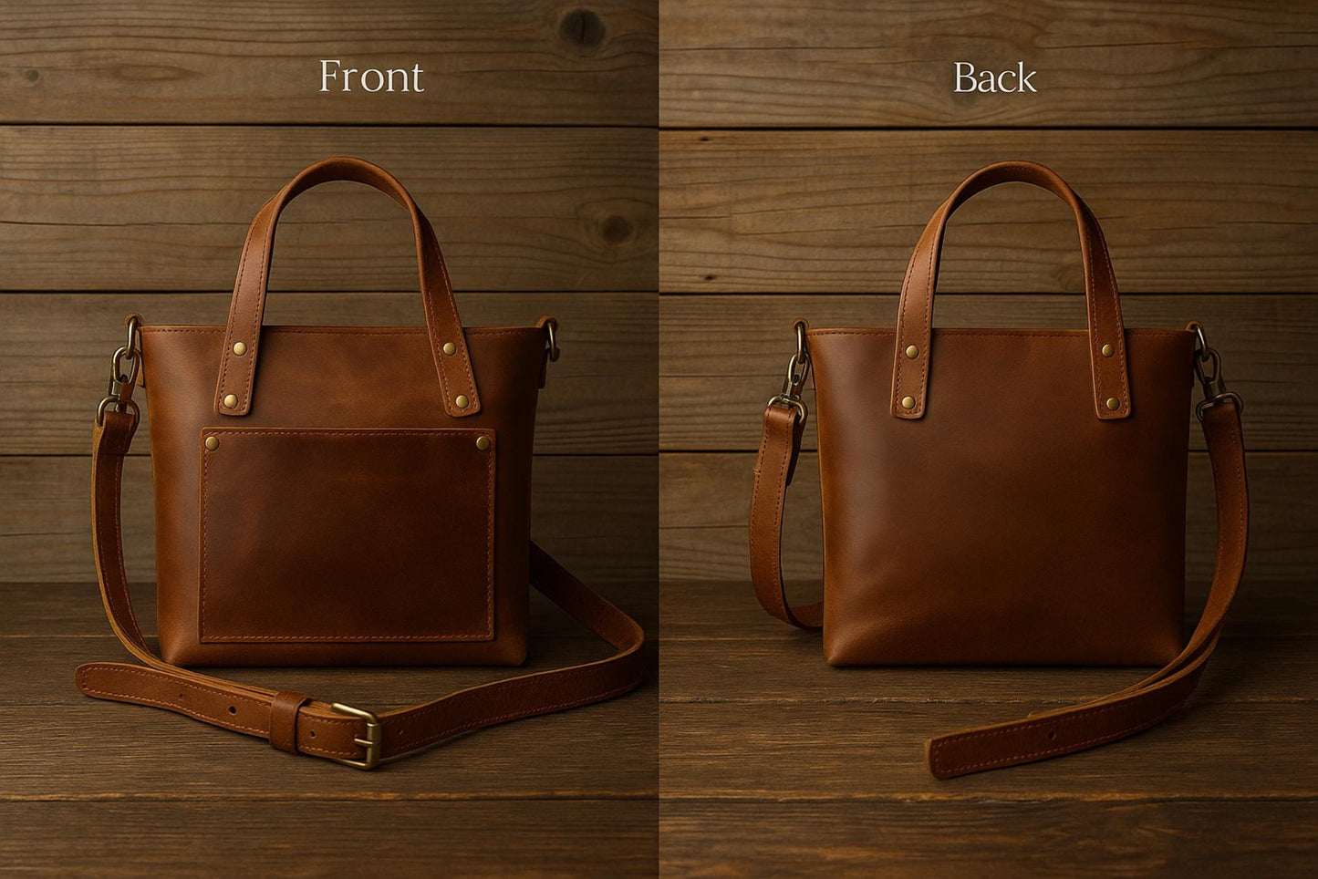 Handmade Leather Mini Tote Bag: Crossbody Shoulder Sling with Zipper