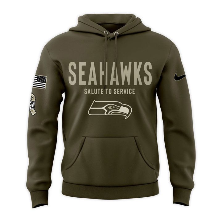 Men's Seattle Seahawks Olive 2025 Salute to Service Sideline Hoodie