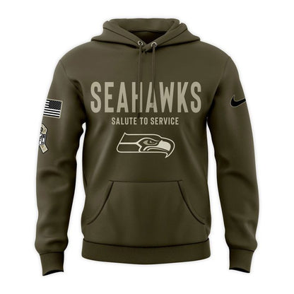 Men's Seattle Seahawks Olive 2025 Salute to Service Sideline Hoodie