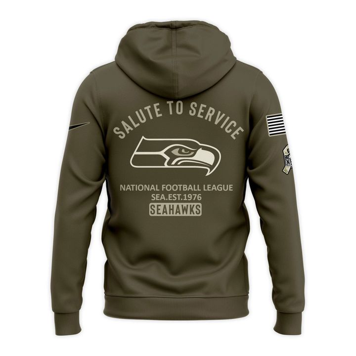 Men's Seattle Seahawks Olive 2025 Salute to Service Sideline Hoodie