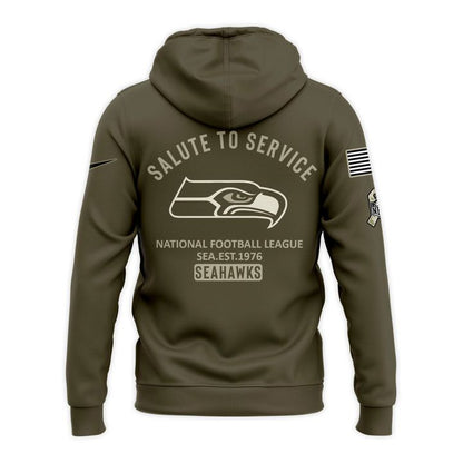 Men's Seattle Seahawks Olive 2025 Salute to Service Sideline Hoodie