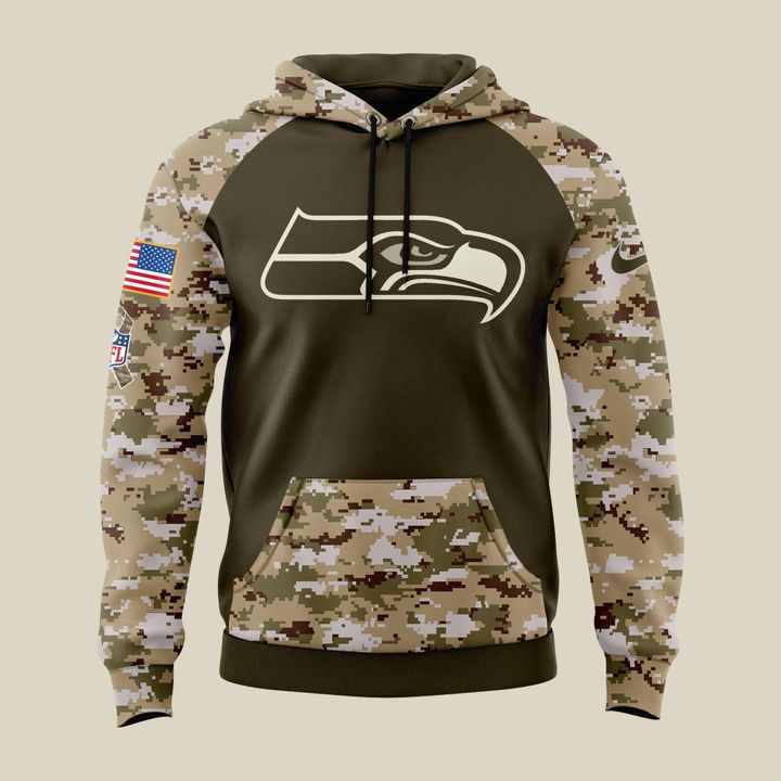 Men's Seattle Seahawks Olive/camo 2025 Salute to Service Sideline Hoodie