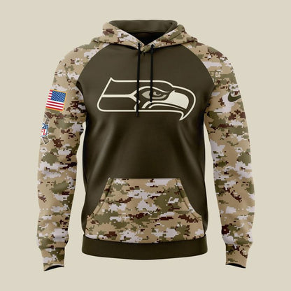 Men's Seattle Seahawks Olive/camo 2025 Salute to Service Sideline Hoodie
