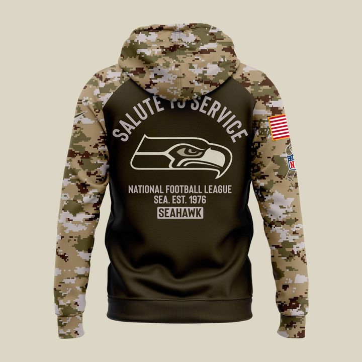 Men's Seattle Seahawks Olive/camo 2025 Salute to Service Sideline Hoodie