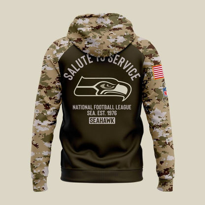 Men's Seattle Seahawks Olive/camo 2025 Salute to Service Sideline Hoodie