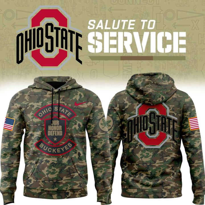 Men's Camo Ohio State Buckeyes 2025 Military Appreciation Club Fleece Pullover Hoodie