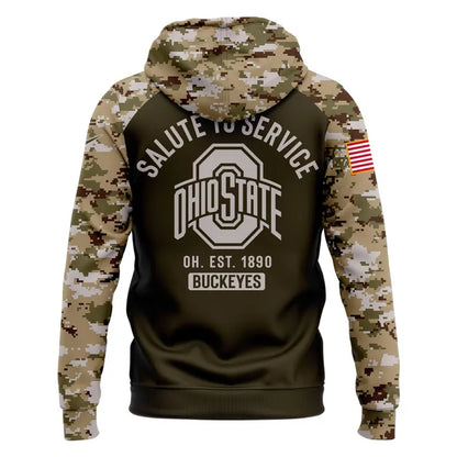 Men's Ohio State Football Olive/camo 2025 Salute To Service Hoodie