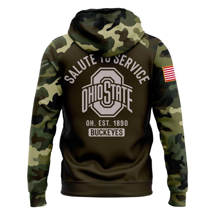 Men's Ohio State Football Olive/camo 2025 Salute To Service Hoodie v2