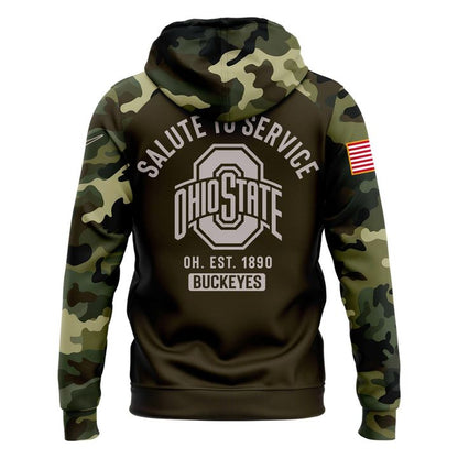 Men's Ohio State Football Olive/camo 2025 Salute To Service Hoodie v2