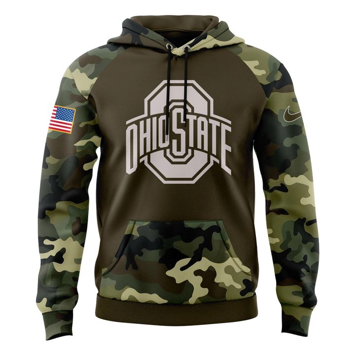 Men's Ohio State Football Olive/camo 2025 Salute To Service Hoodie v2