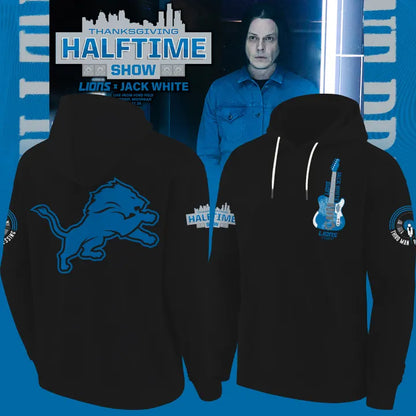 Detroit Lions x Jack White Thanksgiving Halftime Show Black Hoodie - Signature