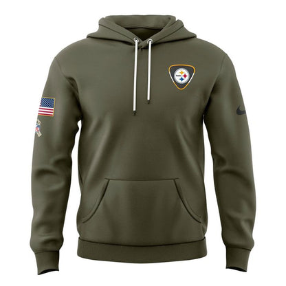 Men's Pittsburgh Steelers Olive 2025 Salute to Service Sideline Hoodie