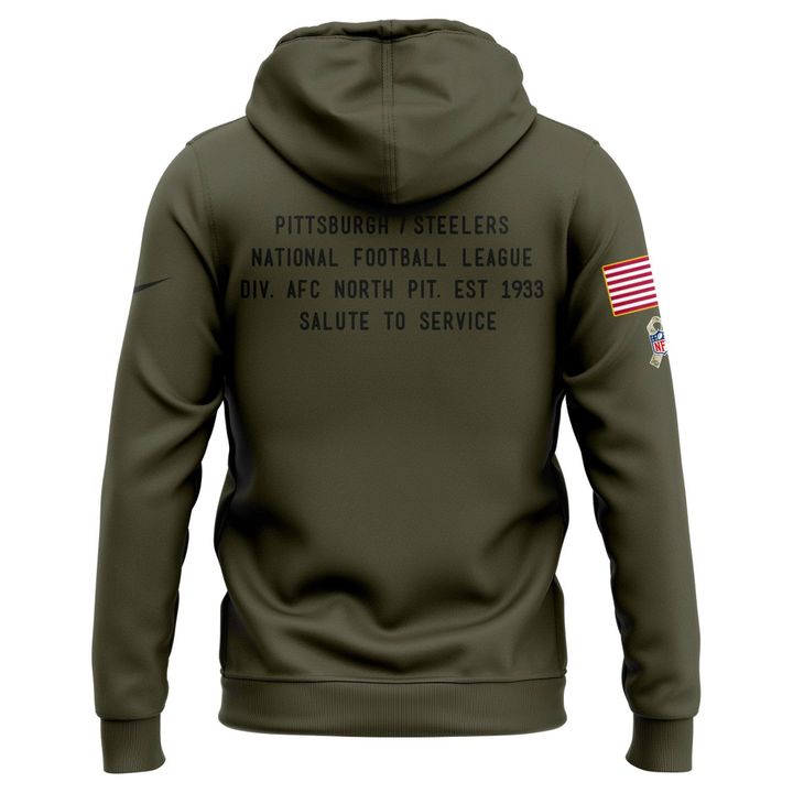 Men's Pittsburgh Steelers Olive 2025 Salute to Service Sideline Hoodie