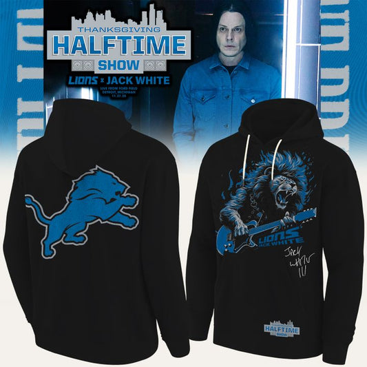 Detroit Lions x Jack White Thanksgiving Halftime Show Vintage Black Hoodie