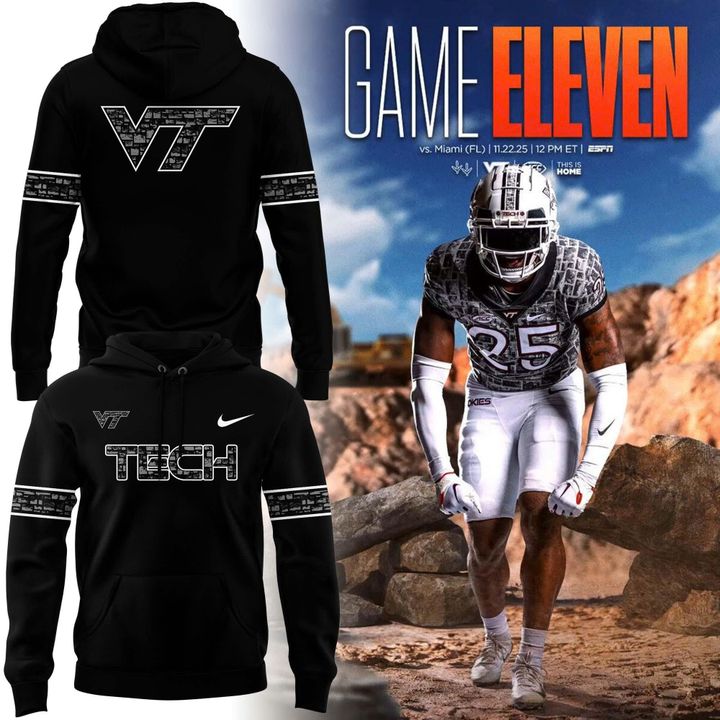 Special Edition Virginia Tech Football Wordmark Logo Uniform Black Hoodie