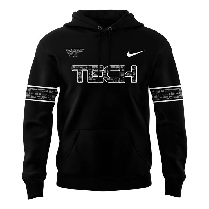 Special Edition Virginia Tech Football Wordmark Logo Uniform Black Hoodie