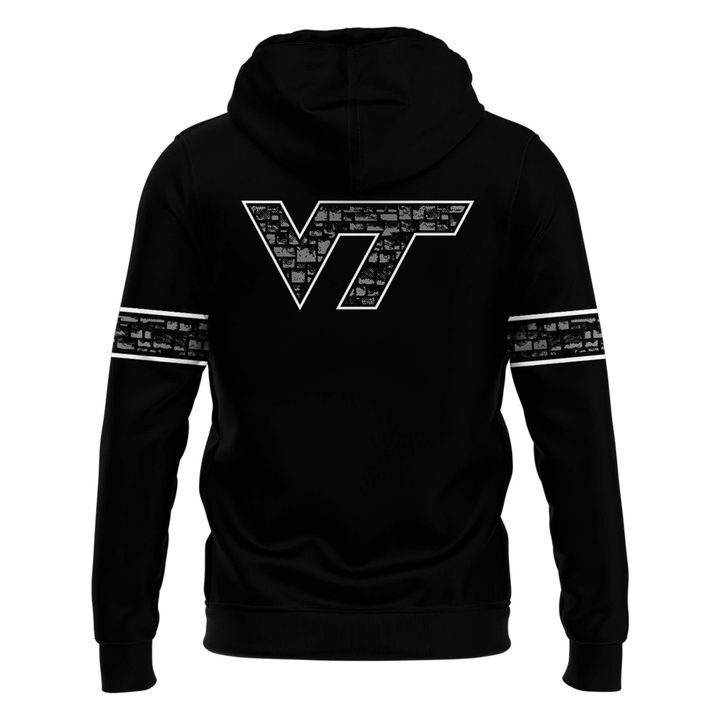 Special Edition Virginia Tech Football Wordmark Logo Uniform Black Hoodie