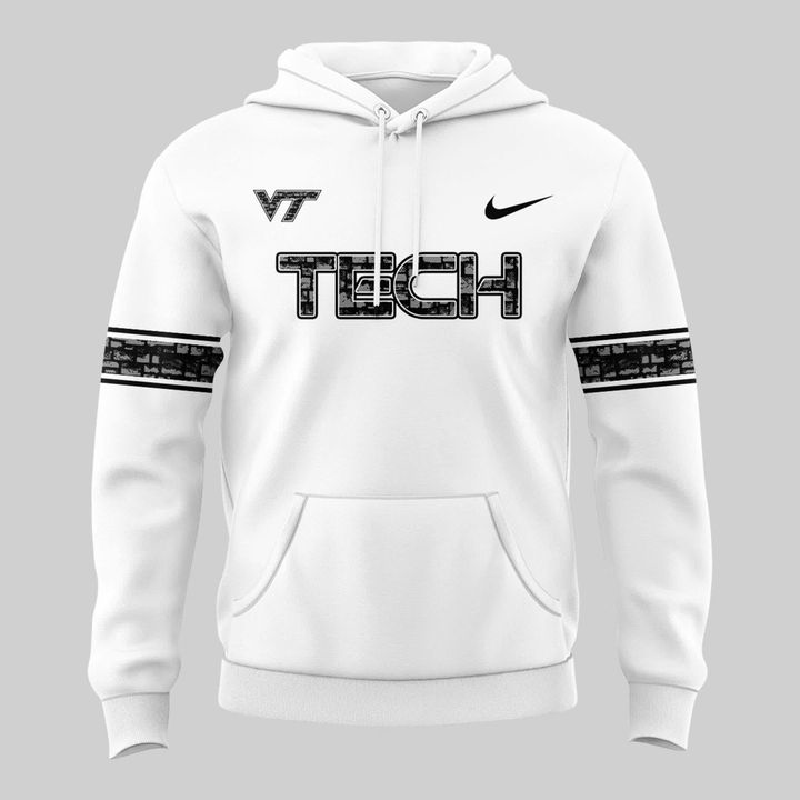Special Edition Virginia Tech Football Wordmark Logo Uniform White Hoodie