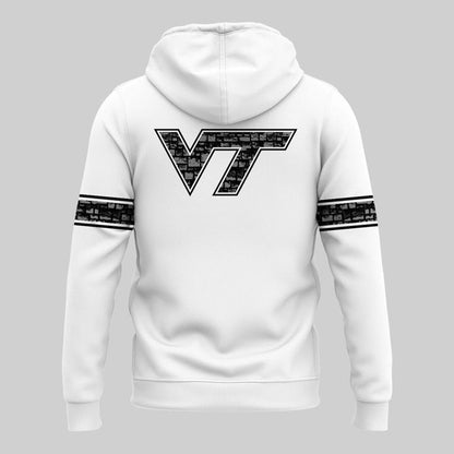 Special Edition Virginia Tech Football Wordmark Logo Uniform White Hoodie