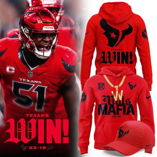 Win Mills Mafia X Houston Texans Red 2025 Combo Hoodie