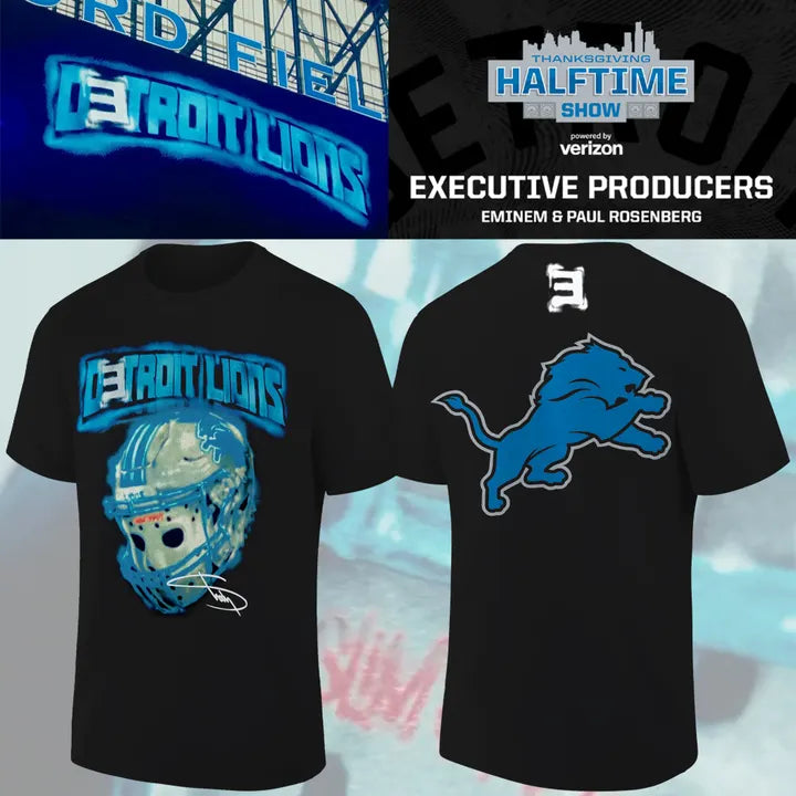 Detroit Lions x Eminem Thanksgiving Halftime Show Black Tee - Signature