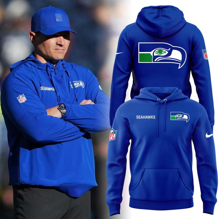 Men's Seattle Seahawks Blue 2025 Throwback Sideline Hoodie