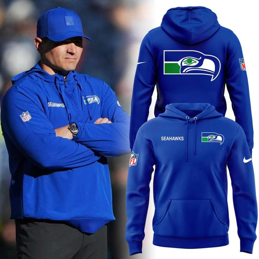 Men's Seattle Seahawks Blue 2025 Throwback Sideline Hoodie