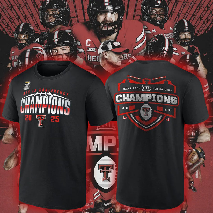 Texas Tech Red Raiders 2025 CHAMPIONS Big12 Football Combo T-shirt