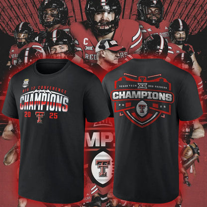 Texas Tech Red Raiders 2025 CHAMPIONS Big12 Football Combo T-shirt