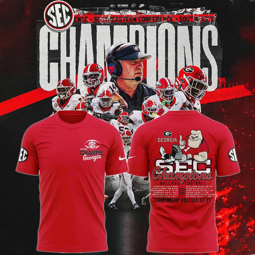 Georgia Bulldogs 2025 SEC Conference Champions Combo T-Shirt