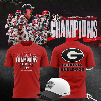 Georgia Bulldogs 2025 SEC Conference Champions Combo T-Shirt