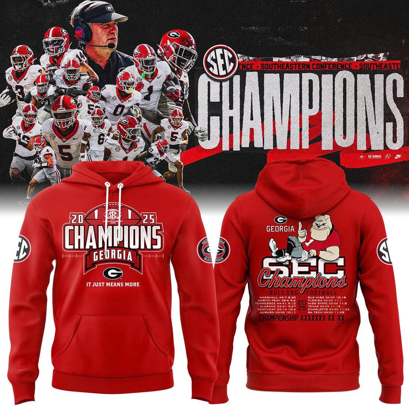 Georgia Bulldogs 2025 SEC Conference Champions Combo Hoodie