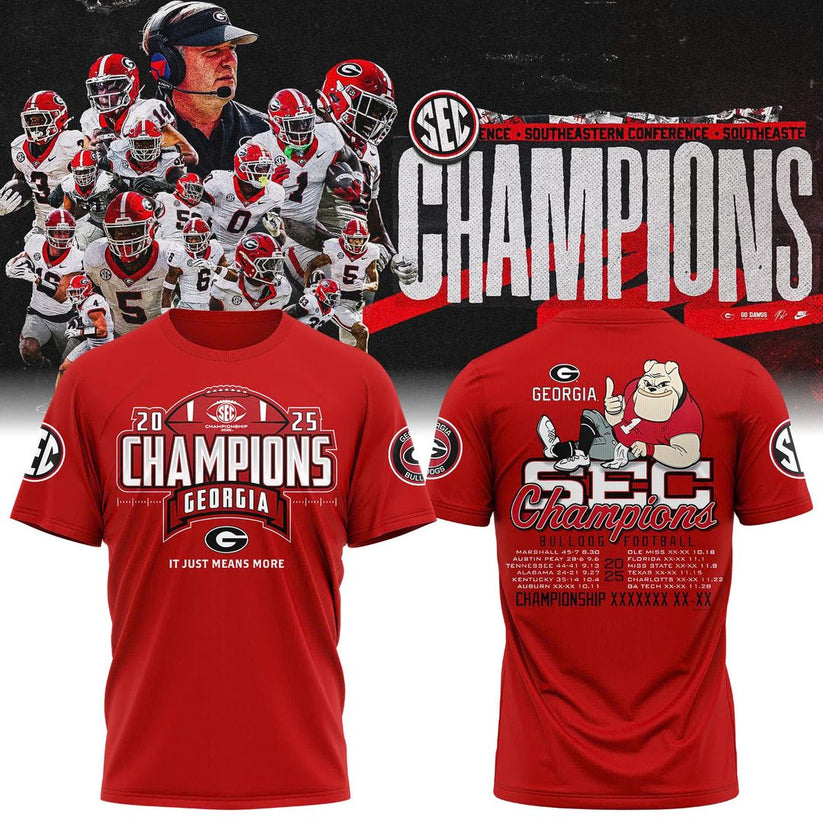 Georgia Bulldogs 2025 SEC Conference Champions Combo T-Shirt