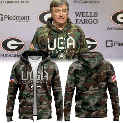 Unisex Camo Georgia Bulldogs UGA Football Zip Hoodie