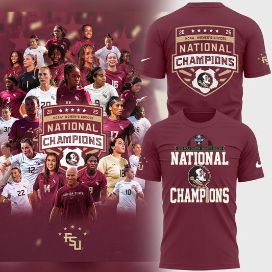 2.Limited Edition FSU women's soccer NATIONAL CHAMPIONS Tshirt 2025