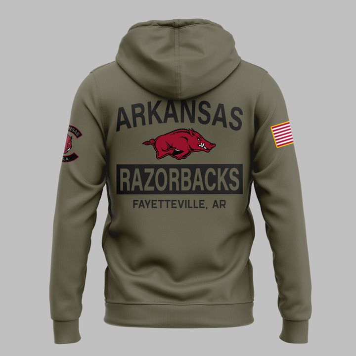 Limited Edition Arkansas Razorbacks 2025 Military Appreciation Hoodie