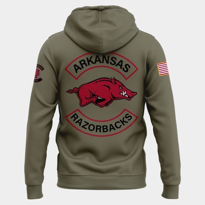 Limited Edition Arkansas Razorbacks 2025 Military Appreciation Hoodie.